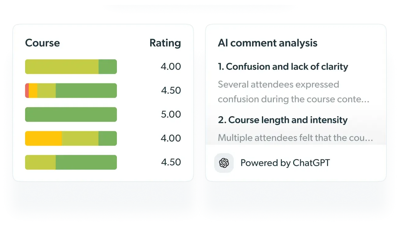 AI comment analysis and course rating dashboard